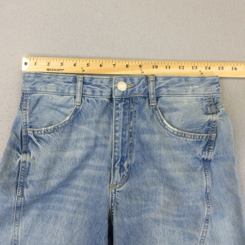 Zara Jeans NWT Women 6 Blue Light Wash Cargo Pocket High-Rise Loose Back Flaps - Picture 7 of 11